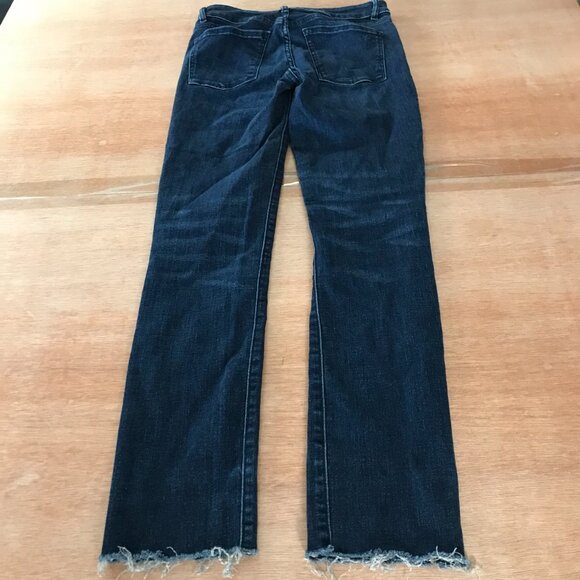 DL1961 Mara Instasculpt Straight Jeans Women 24 Blue Mid Rise Dark Wash Raw Hem - Picture 2 of 12
